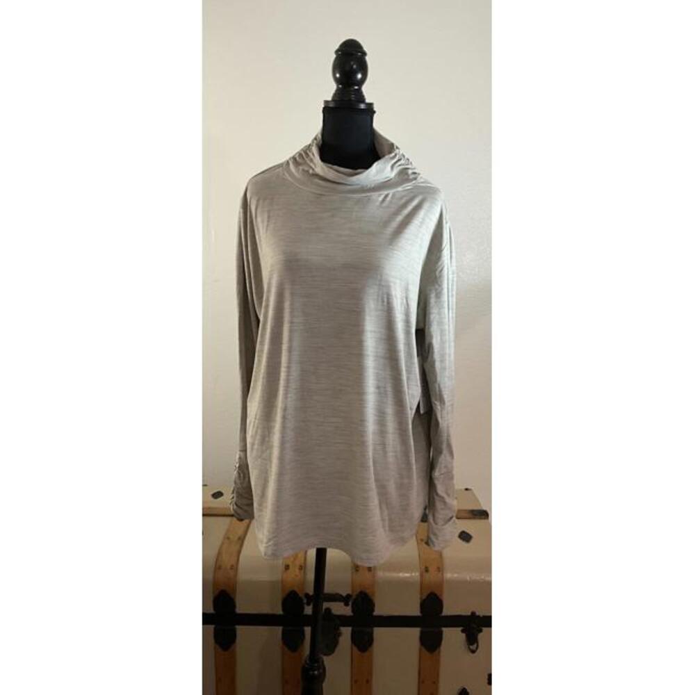 NWT Jones New York 3x Silky Soft Beige Cowl Neck Ruched long sleeve shirt